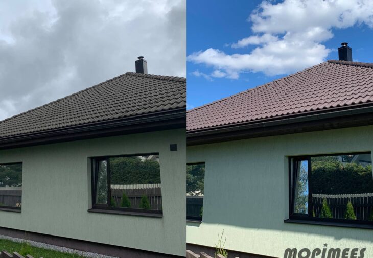 Kivikatus enne ja pärast puhastamist