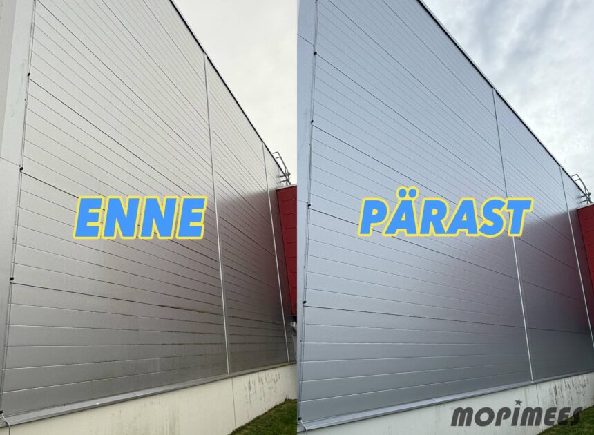 Fassaadi pesemine plekist fassaadil