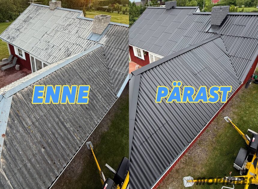 eterniitkatuse pesu värvimine katusepesu mopimees