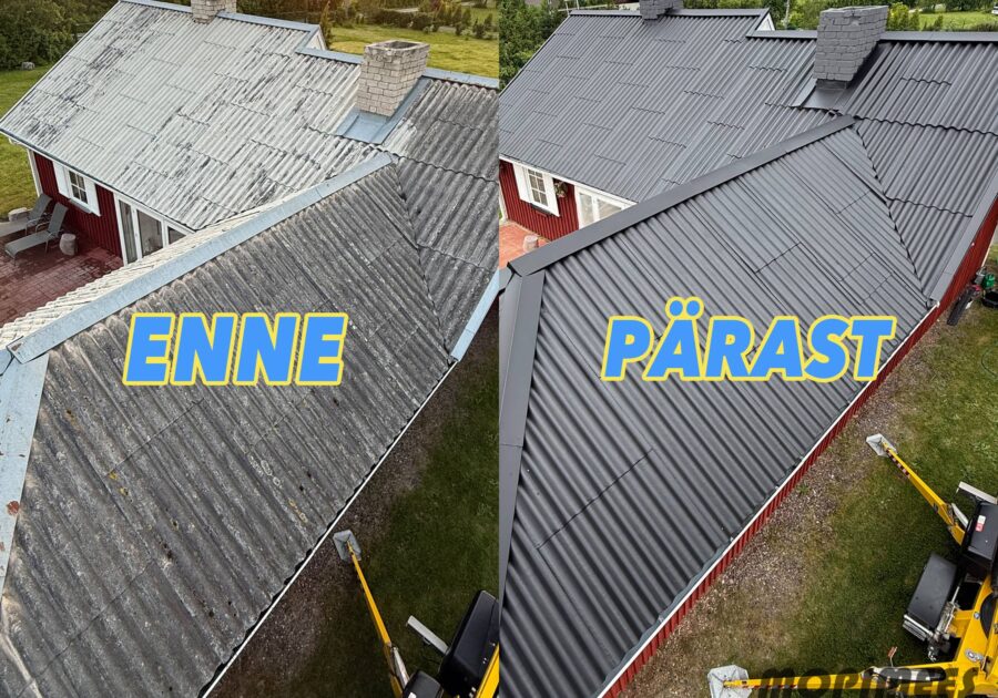 eterniitkatuse pesu värvimine katusepesu mopimees