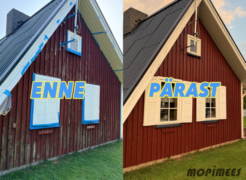 Puitfassaadi hooldus fassaadipesu ja värvimisega
